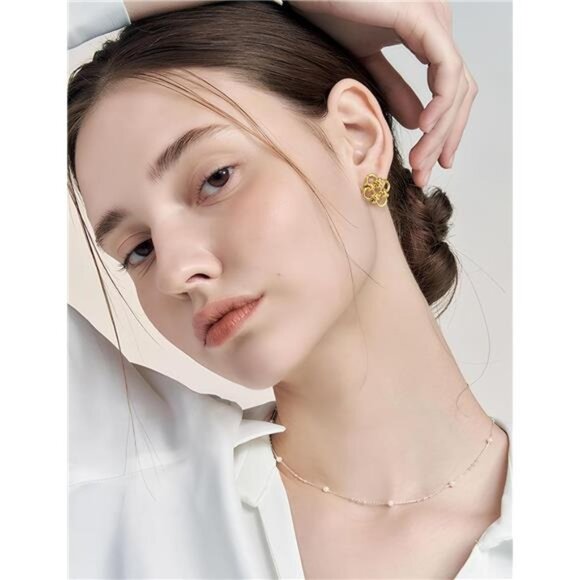 18K Gold Plated Korean Knot Earrings | Lightweight Hypoallergenic Studs - Picture 2 of 5